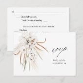 White Boho Floral w Meal RSVP Card 2 Kaartje (Voorkant / Achterkant)