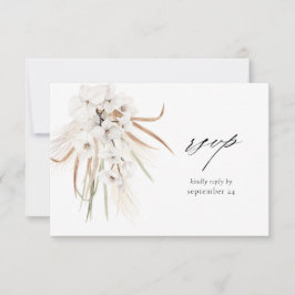 White Boho Floral w Meal RSVP Card 2 Kaartje