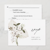 White Boho Floral w Meal RSVP Card Kaartje (Voorkant / Achterkant)