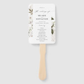 White Boho Floral Wedding Ceremony Programme Handwaaier (Voorkant)