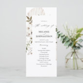 White Boho Floral Wedding Ceremony Programme Programmakaart (Staand voorkant)