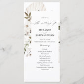 White Boho Floral Wedding Ceremony Programme Programmakaart (Voorkant)