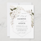 White Boho Floral Wedding Invitation Kaart (Voorkant)