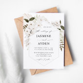 White Boho Floral Wedding Invitation Kaart