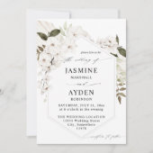 White Boho Floral Wedding Invitation V2 LN Kaart (Voorkant)