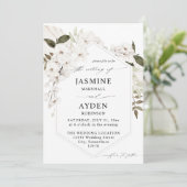 White Boho Floral Wedding Invitation V2 LN Kaart (Staand voorkant)