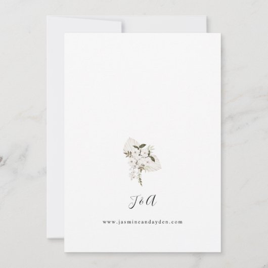White Boho Floral Wedding Invitation V2 LN Kaart (Achterkant)