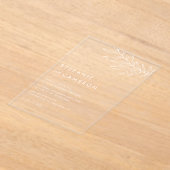 White Boho Minimalist Foliage Wedding Acryl Uitnodigingen (Laagn)