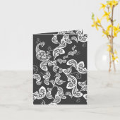 White Boho Paisley Peacock Elegant Floral Deco Art Kaart (Gele Bloem)