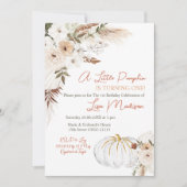 White Boho Pumpkin Birthday Uitnodiging (Voorkant)