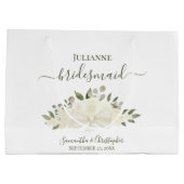 White Boho Roses & Blossoms Wedding Bridesmaid Groot Cadeauzakje (Achterkant)