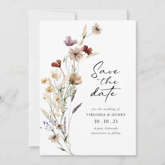 White Boho Save the Date Flat Kaart (Voorkant)
