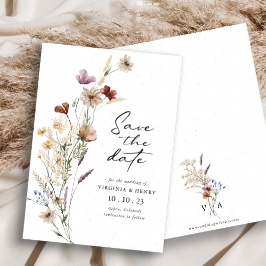 White Boho Save the Date Flat Kaart