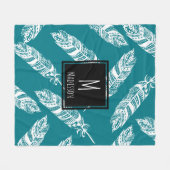 White Boho Tribal Feathers - Gepersonaliseerd Fleece Deken (Voorkant (Horizontaal))