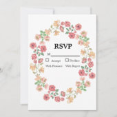 White Boho Waterverf Flowers Wedding RSVP Kaart (Voorkant)