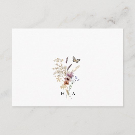 White Boho Wedding Enclosure Kaart (Achterkant)