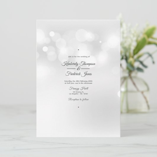 White Bokeh bruiloft Kaart (Staand voorkant)