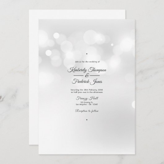 White Bokeh bruiloft Kaart (Voorkant / Achterkant)