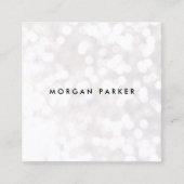 White Bokeh Glitter Square Vierkante Visitekaartje (Voorkant)