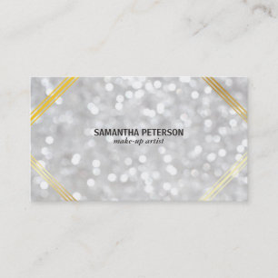White Bokeh Gold Accents Visitekaartje