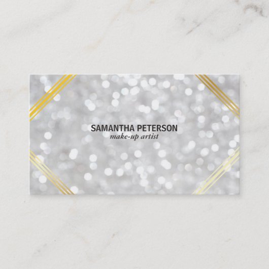 White Bokeh Gold Accents Visitekaartje (Voorkant)