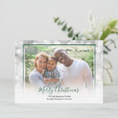 White Bokeh Green - kerstfoto Feestdagenkaart (Staand voorkant)