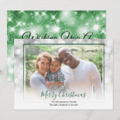 White Bokeh Green - kerstfoto Feestdagenkaart (Voorkant / Achterkant)