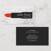 White Bokeh Makeup Artist Lipstick Logo Beauty Visitekaartje (Voorkant / Achterkant)