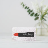White Bokeh Makeup Artist Lipstick Logo Beauty Visitekaartje (Staand voorkant)
