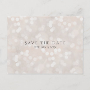 White Bokeh Modern Glamor Chic Save the Date Aankondigingskaart