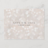 White Bokeh Modern Glamor Chic Save the Date Aankondigingskaart (Voorkant)