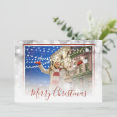 White Bokeh Red Lijst Aangepast kerstfeest Feestdagenkaart (Staand voorkant)