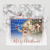 White Bokeh Red Lijst Aangepast kerstfeest Feestdagenkaart (Voorkant / Achterkant)
