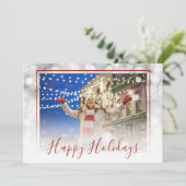 White Bokeh Red Lijst Aangepast Prettige feestdage Feestdagenkaart (Staand voorkant)