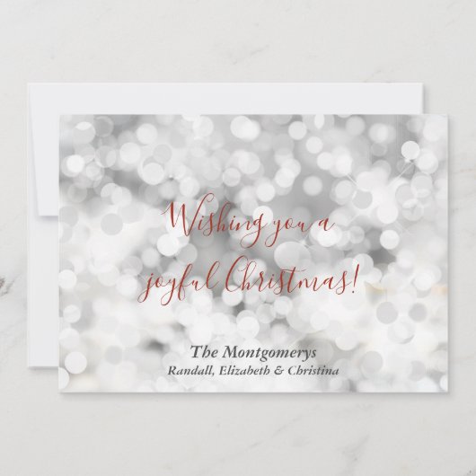 White Bokeh Red Lijst Aangepast Prettige feestdage Feestdagenkaart (Achterkant)