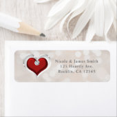 White Bokeh Red Valentijn Glam Heart Invitation Etiket (Insitu)