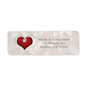 White Bokeh Red Valentijn Glam Heart Invitation Etiket (Voorkant)