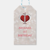 White Bokeh Red Valentijns Heart 1 Birthday Cadeaulabel (Voorkant)