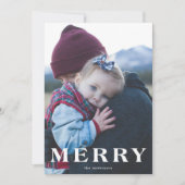White Bold MERRY-kerstfeestdag fotokaart Feestdagenkaart (Voorkant)