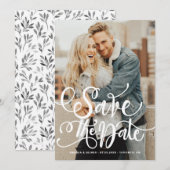White Bold Modern Calligraphy Overlay Foto Save The Date (Voorkant / Achterkant)