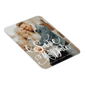 White Bold Modern Calligraphy Save the Date Magneet (Rechterzijde)