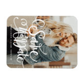 White Bold Modern Calligraphy Save the Date Magneet (Horizontaal)