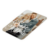 White Bold Modern Calligraphy Save the Date Magneet (Linkerzijde)