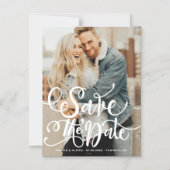 White Bold Modern Calligraphy Save the Date Magnetische Uitnodiging (Voorkant)