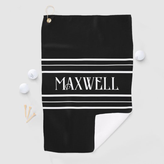 White Bold Modern Monogram Golfhanddoek (Insitu)