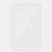 White Bold Script Baby shower Welkom Acryl Bord (Voorkant)