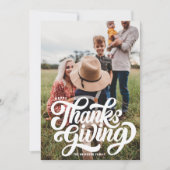 White Bold Script Typography Photo Thanksgiving Feestdagenkaart (Voorkant)