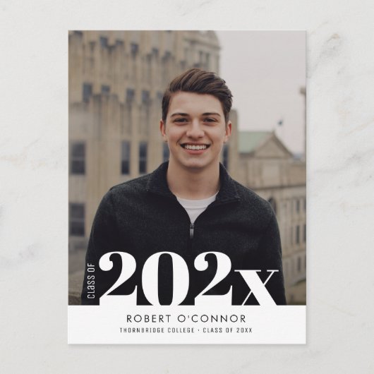 white bold typografie afstuderen uitnodiging (Voorkant)