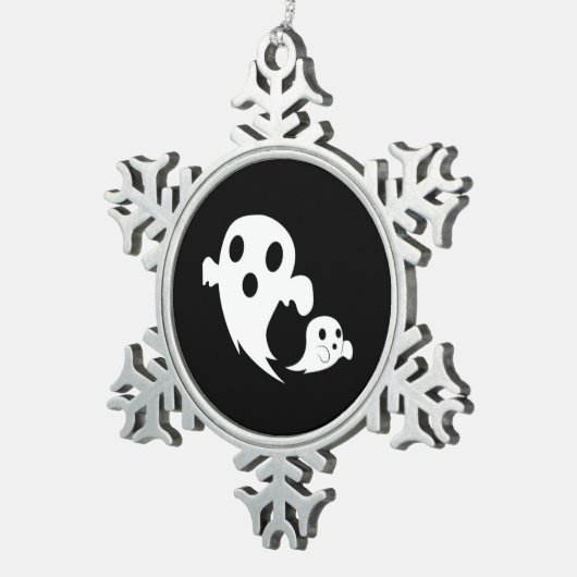 White Boo Tin Sneeuwvlok Ornament (Rechts)