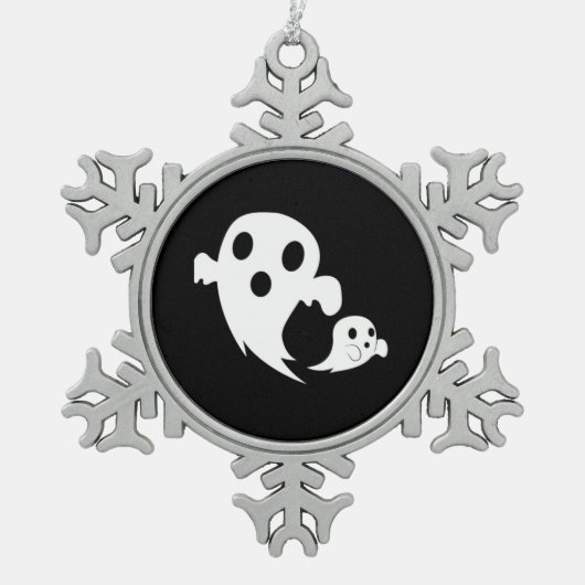 White Boo  Tin Sneeuwvlok Ornament (Voorkant)